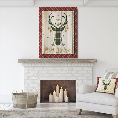 Christmas Wish composition on Plaid - Print on Natural Pine Wood