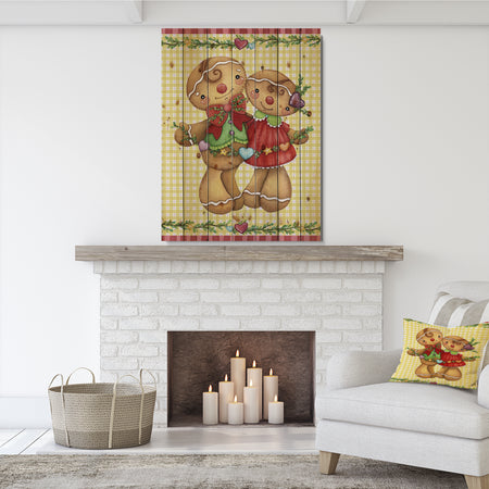 Christmas Gingerbread Love - Print on Natural Pine Wood