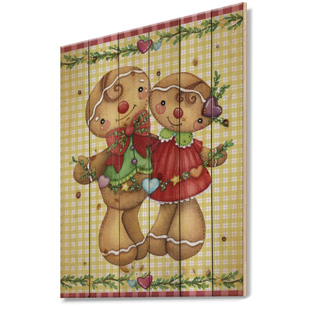 Christmas Gingerbread Love - Print on Natural Pine Wood