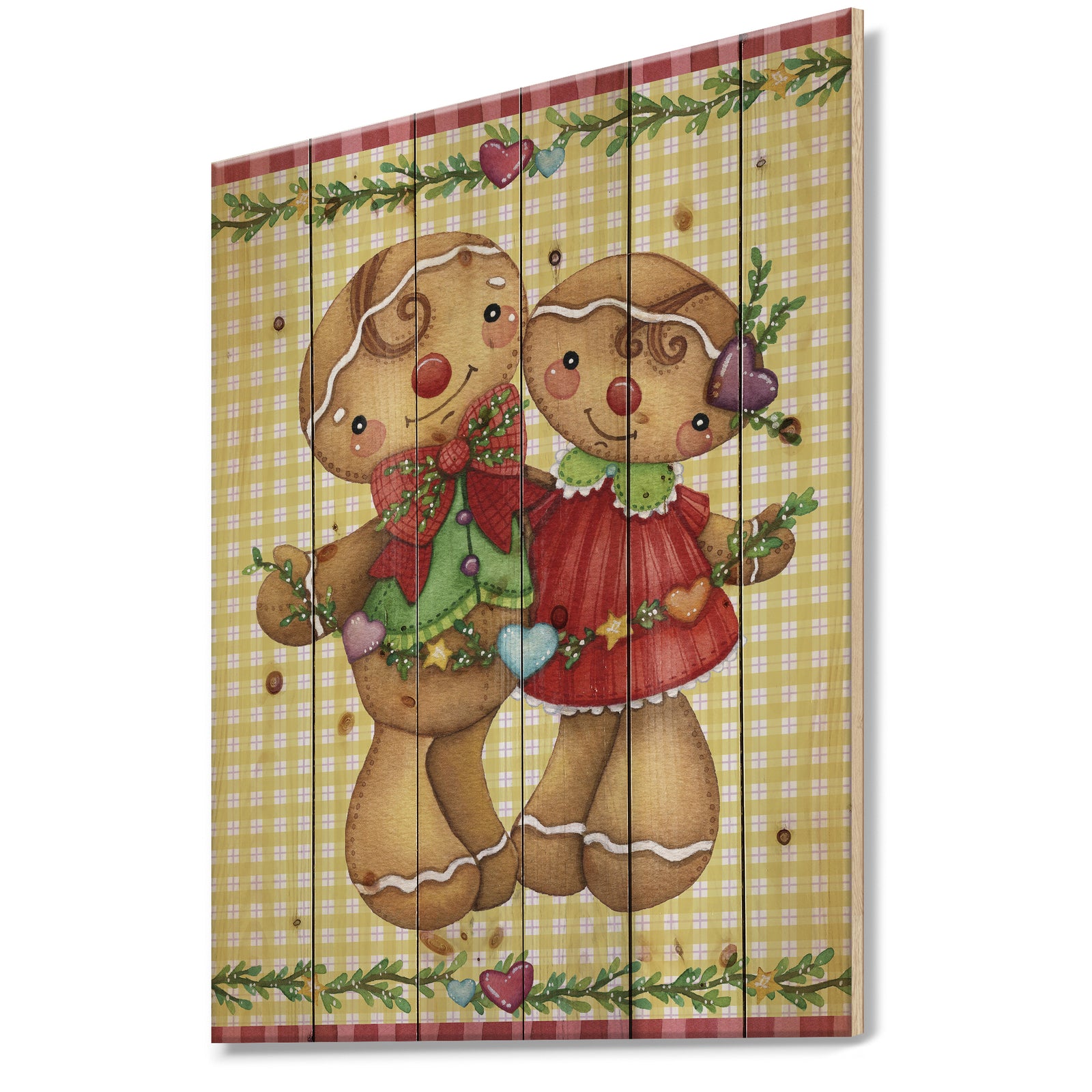 Christmas Gingerbread Love - Print on Natural Pine Wood