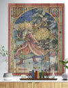 Father Christmas with Christmas Star and Reindeer - Print on Natural Pine Wood
