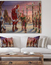 Stanta Claus with Elves on North Pole - Print on Natural Pine Wood