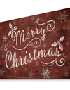 Merry Christmas Season Greetings on Red - Print on Natural Pine Wood
