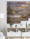 Christmas Winter Mountain Town With Christmas Tree - Print on Natural Pine Wood