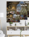 Christmas Eve with presents by fire place - Print on Natural Pine Wood