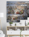 Christmas Tree Magic Winter scene with Presents in Sleigh - Print on Natural Pine Wood