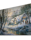 Christmas evening Winter Frolic - Print on Natural Pine Wood