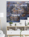 Christmas Eve Family coming home in sleigh - Print on Natural Pine Wood