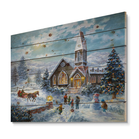Christmas worship, Parents Pray, Children Play - Print on Natural Pine Wood