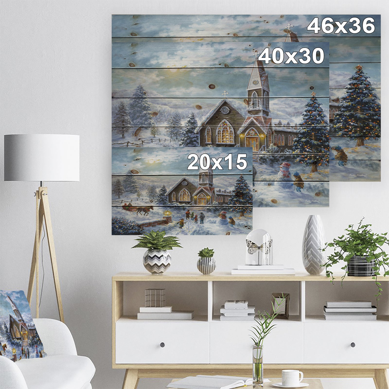 Christmas worship, Parents Pray, Children Play - Print on Natural Pine Wood