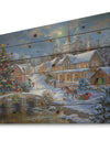 Christmas Paradise with church snow and open sleigh - Print on Natural Pine Wood