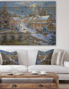 Christmas Paradise with church snow and open sleigh - Print on Natural Pine Wood