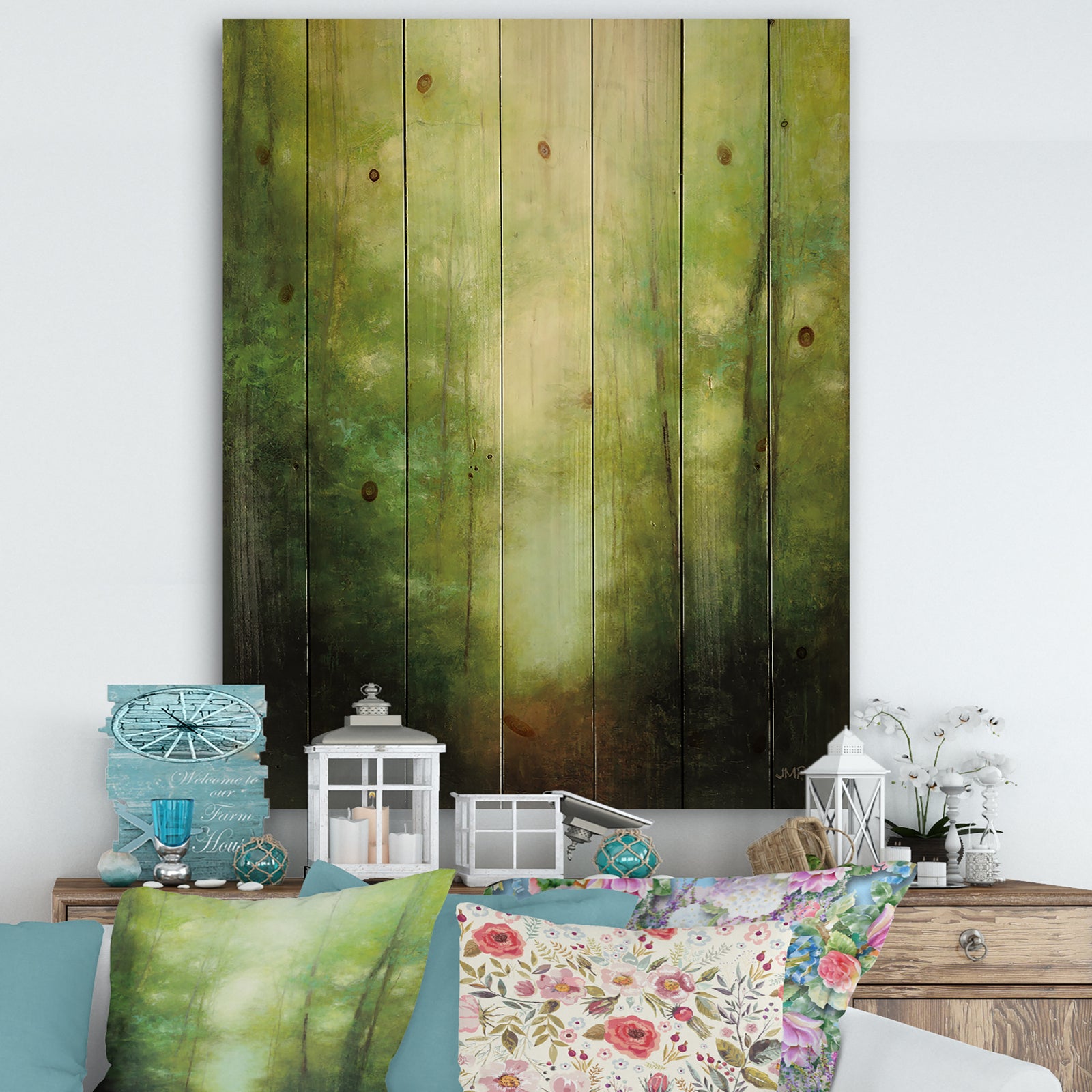 Into the Clearing Forest - Traditional Landscape Print on Natural Pine Wood