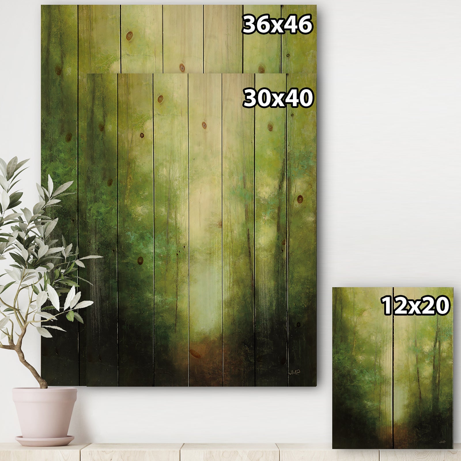 Into the Clearing Forest - Traditional Landscape Print on Natural Pine Wood