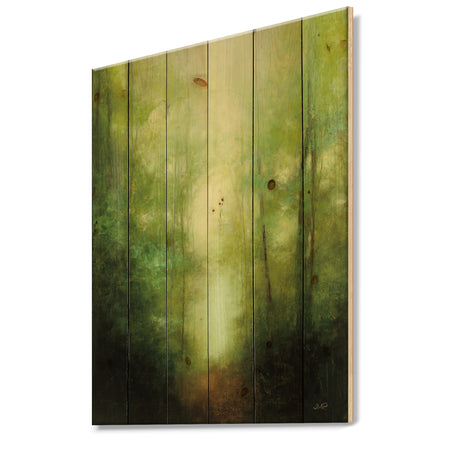 Into the Clearing Forest - Traditional Landscape Print on Natural Pine Wood