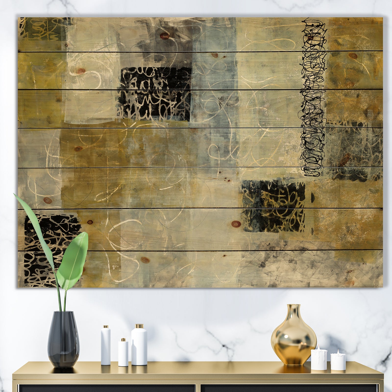 Multicolor Twin City - Glam Print on Natural Pine Wood