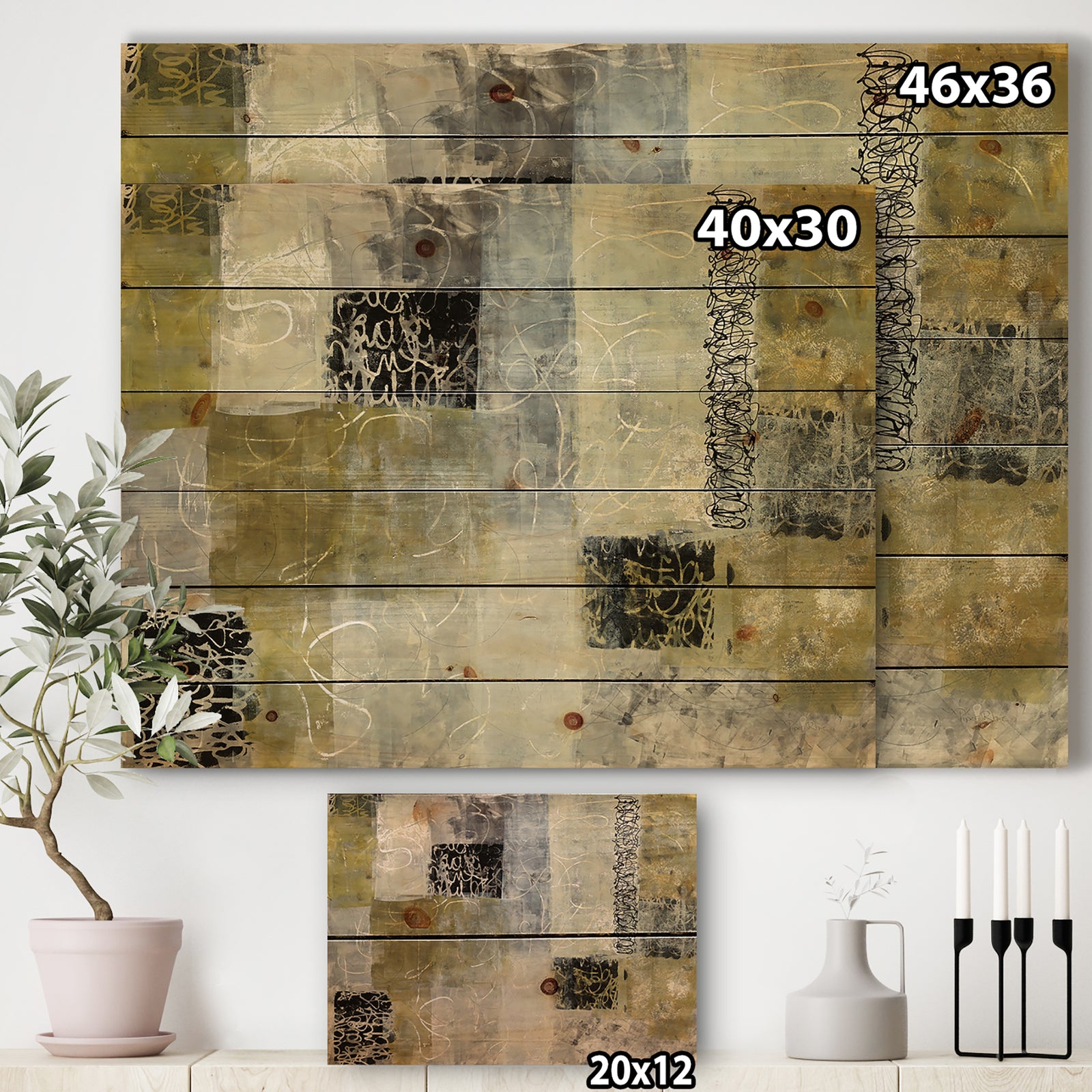Multicolor Twin City - Glam Print on Natural Pine Wood