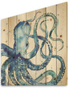 Blue Deep Sea VIII - Coastal Print on Natural Pine Wood