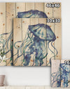 Blue Deep Sea X - Coastal Print on Natural Pine Wood