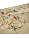 Multi-Color Bird on Tree - Modern Farmhouse Print on Natural Pine Wood