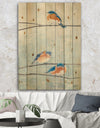 Bird Hanging on Tree II - Modern Farmhouse Print on Natural Pine Wood