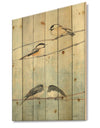 Bird Hanging on Tree I - Modern Farmhouse Print on Natural Pine Wood