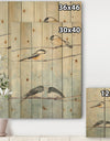 Bird Hanging on Tree I - Modern Farmhouse Print on Natural Pine Wood