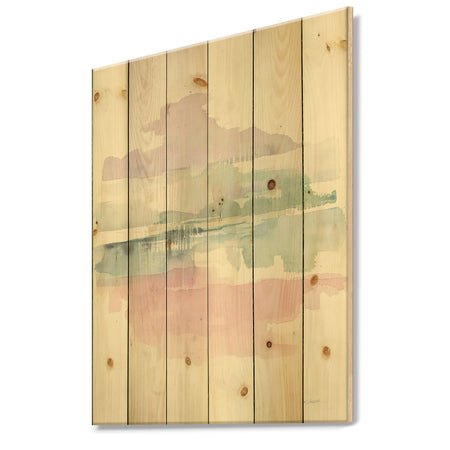 Pink Lifting Fog - Shabby Chic Print on Natural Pine Wood