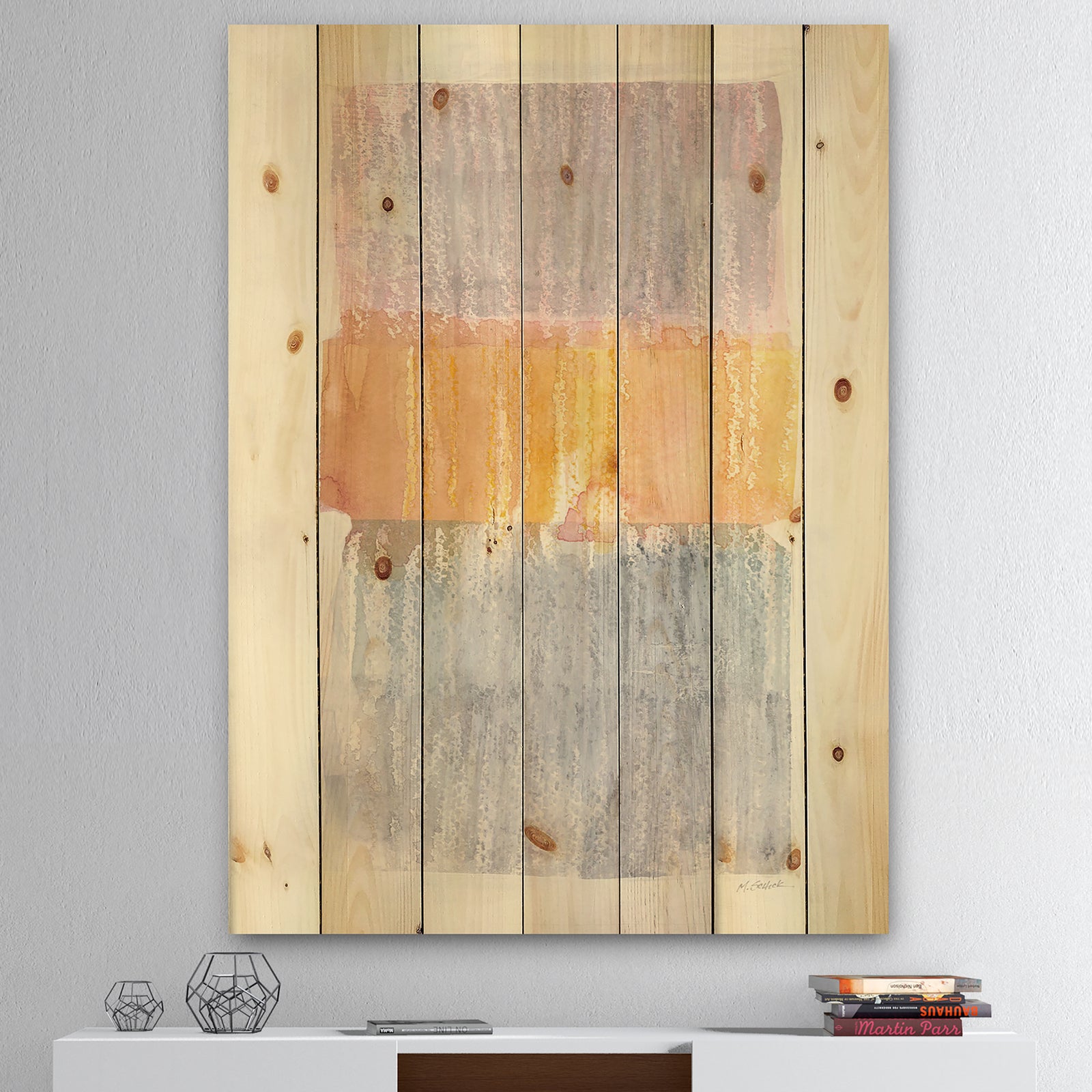 Modern Abstract Drive - Cottage Print on Natural Pine Wood