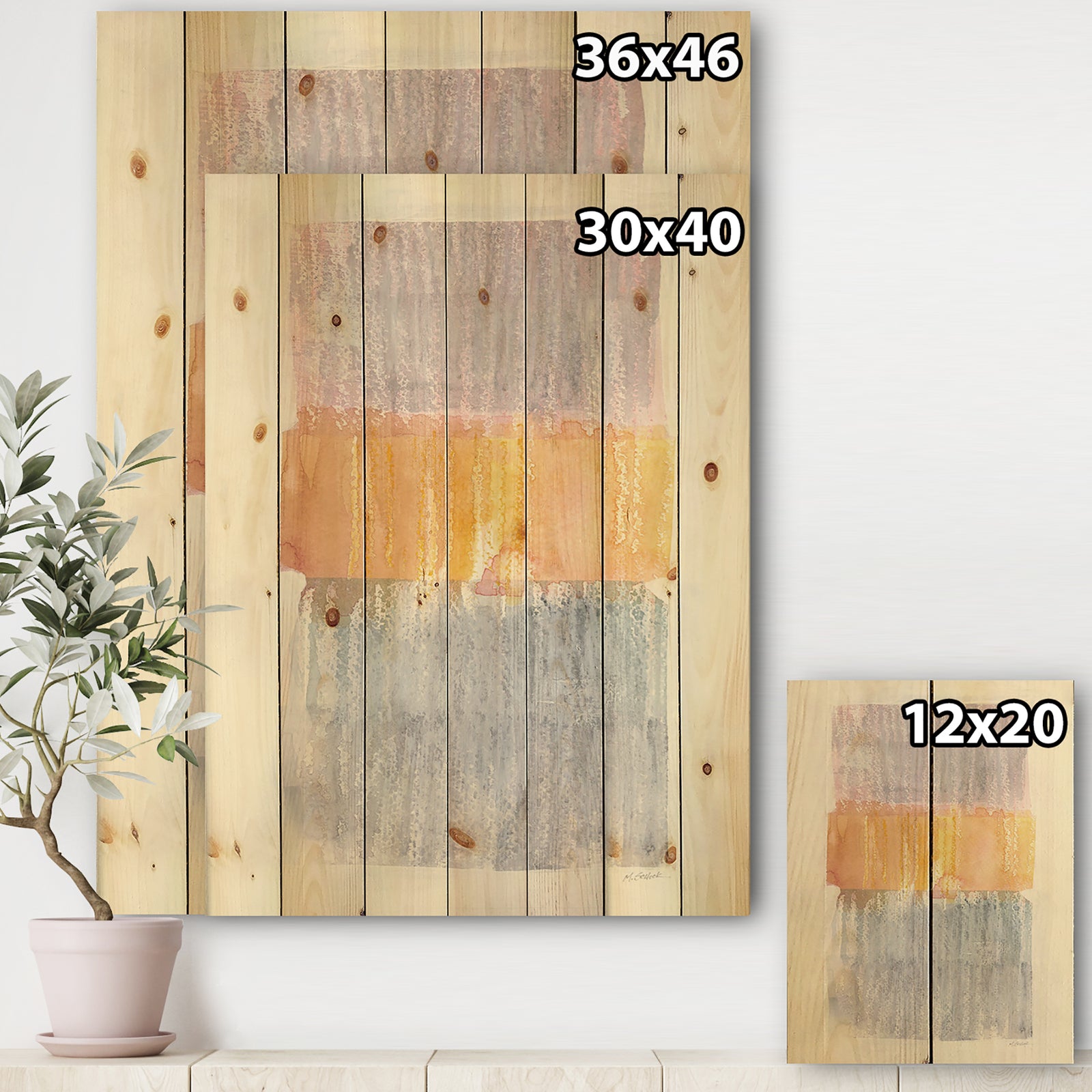 Modern Abstract Drive - Cottage Print on Natural Pine Wood