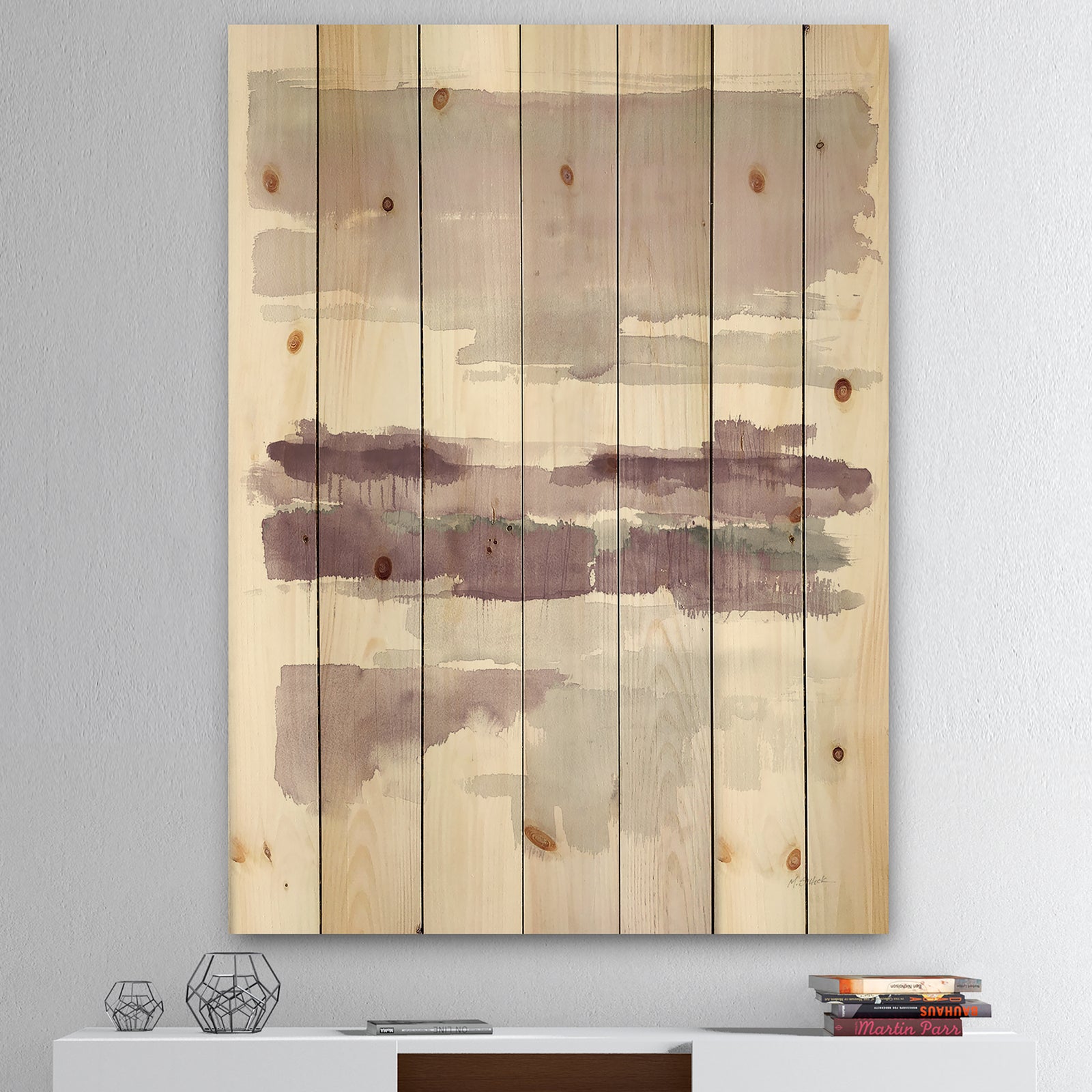 Purple Amethyst Wetlands - Traditional Print on Natural Pine Wood