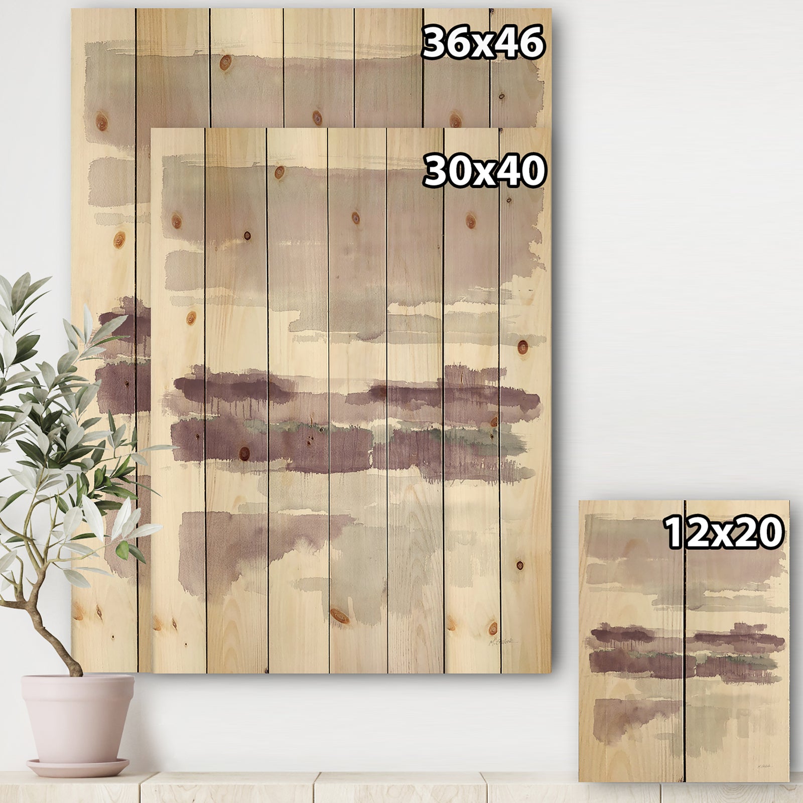 Purple Amethyst Wetlands - Traditional Print on Natural Pine Wood