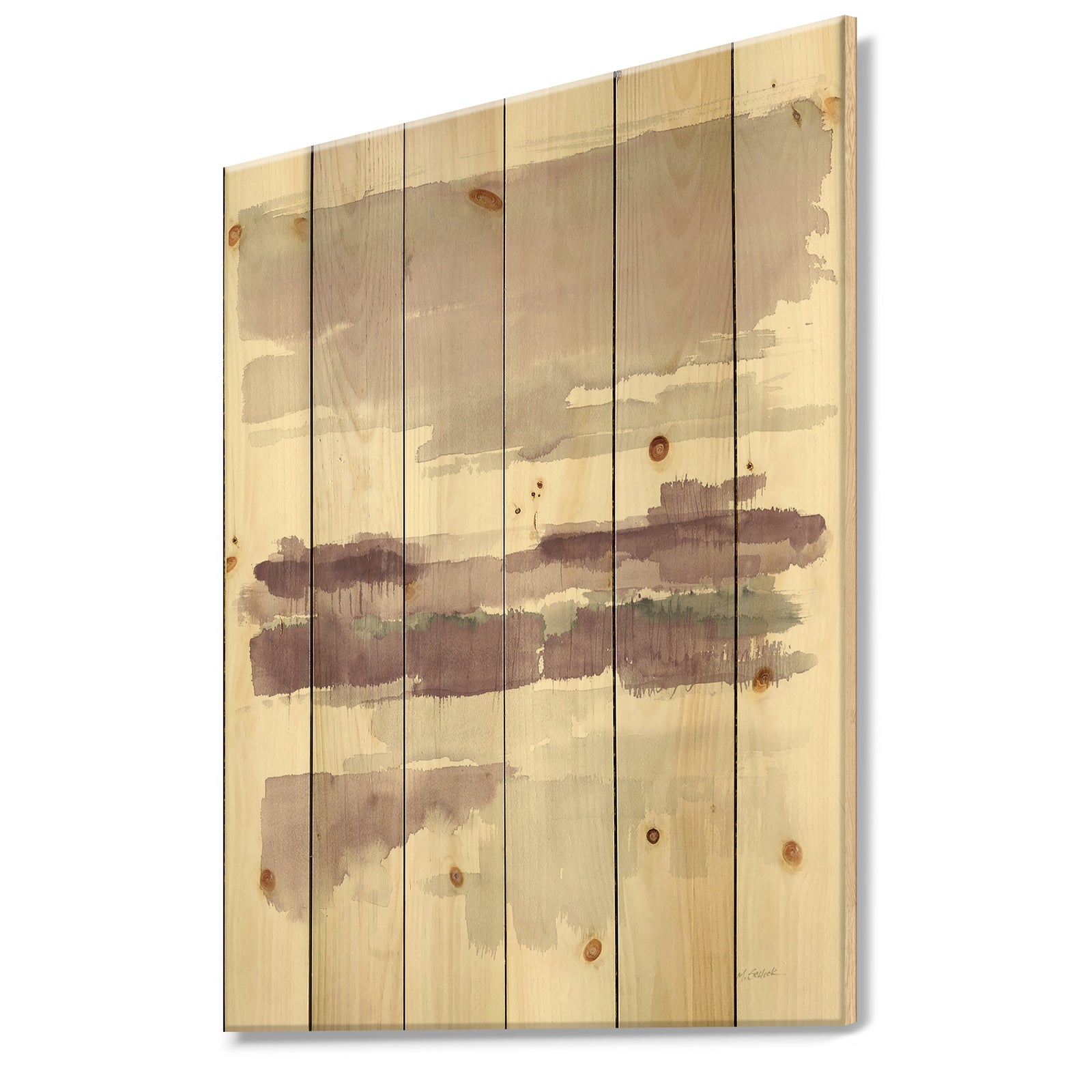 Purple Amethyst Wetlands - Traditional Print on Natural Pine Wood