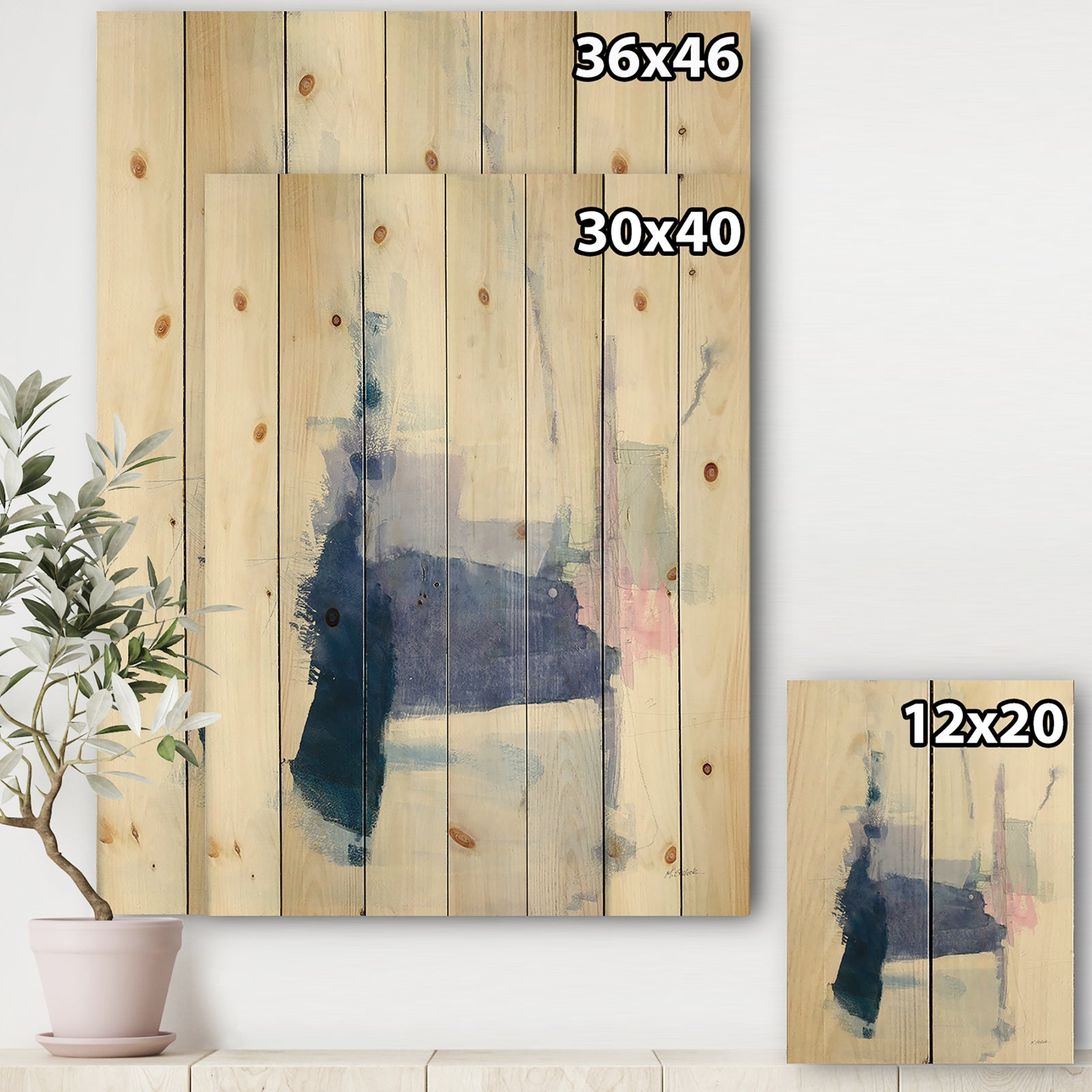 Blue Interlude - Traditional Print on Natural Pine Wood
