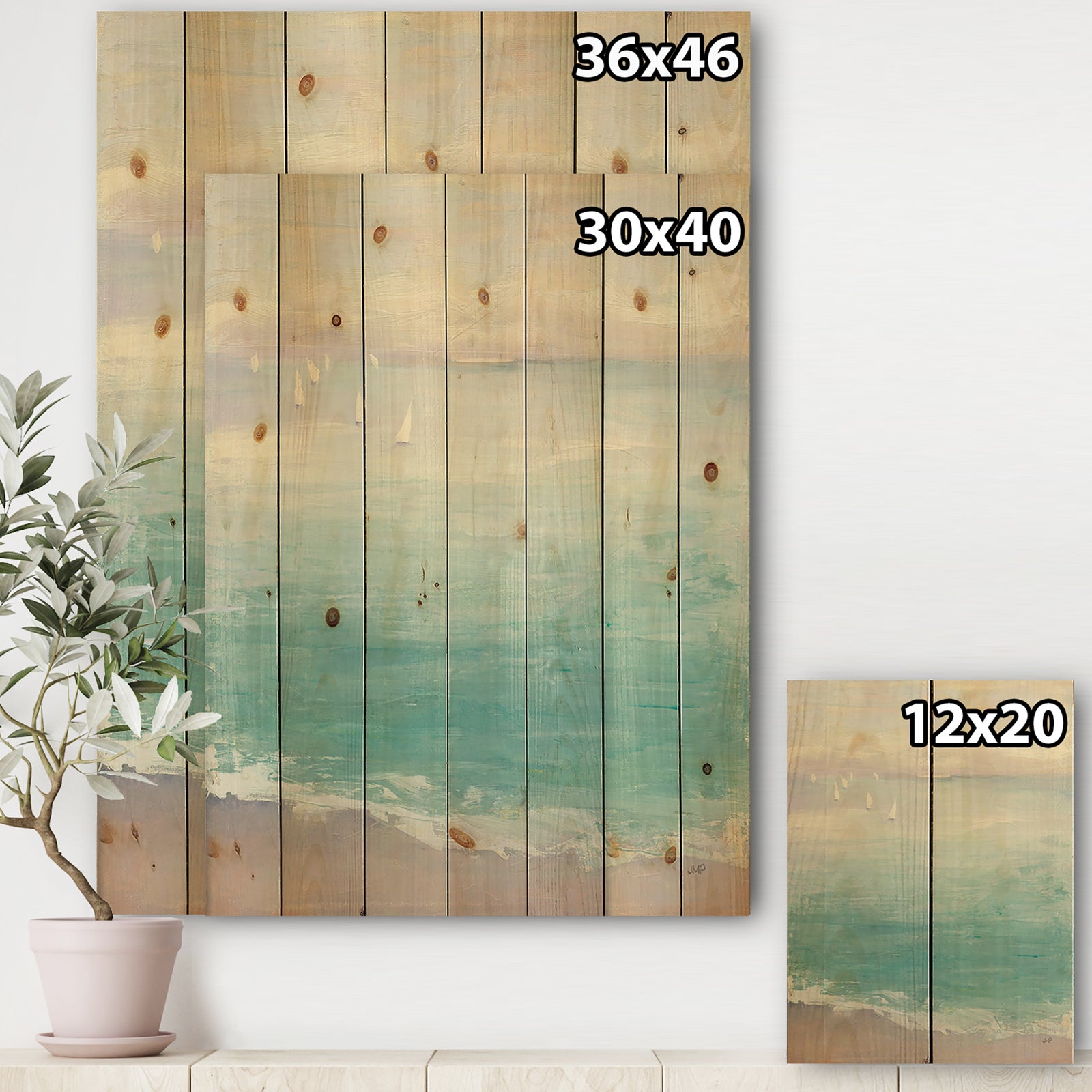From the Shore - Traditional Print on Natural Pine Wood