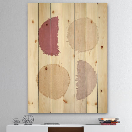 Unique Beige Circle Designs II - Modern Transitional Print on Natural Pine Wood
