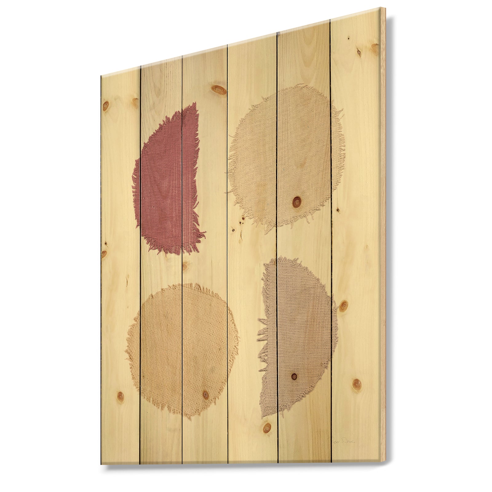 Unique Beige Circle Designs II - Modern Transitional Print on Natural Pine Wood