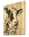 Cow Portrait Country Life - Wildlife Print on Natural Pine Wood