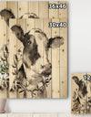 Cow Portrait Country Life - Wildlife Print on Natural Pine Wood