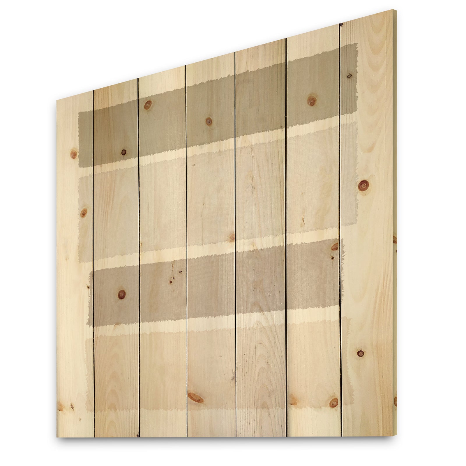 Painted Weaving I Neutral on White Sq - Modern Geometric Print on Natural Pine Wood