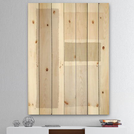 Painted Simple Form Neutral on White - Modern Geometric Print on Natural Pine Wood