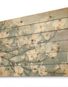 Blue on Grey Blossoms - Traditional Print on Natural Pine Wood