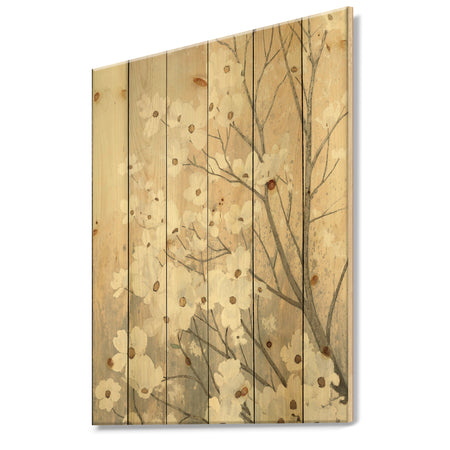Porch & Den Brown onn Grey Blossoms - Natural Pine Wood