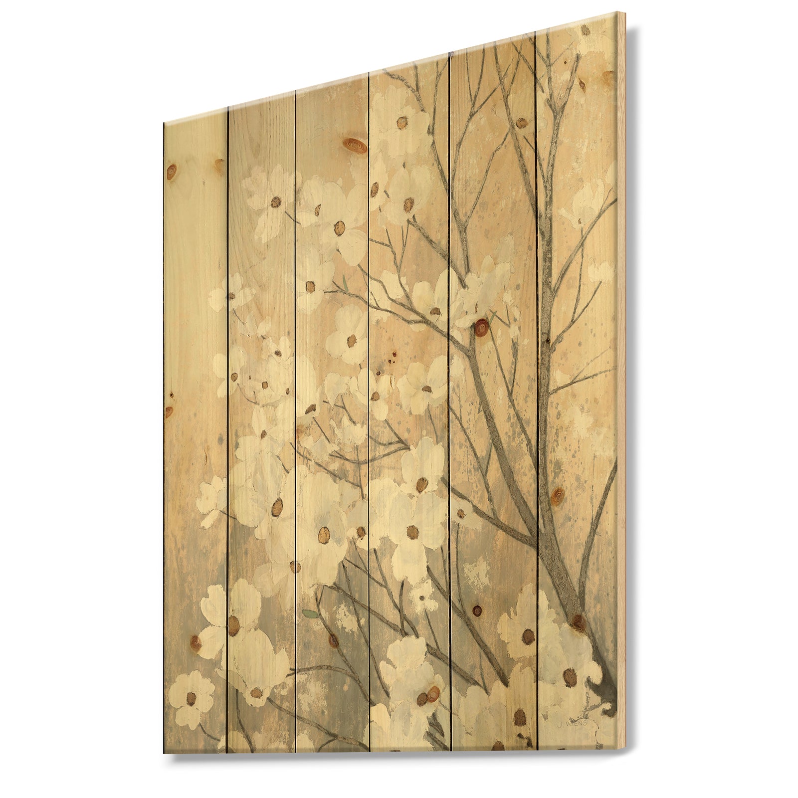 Porch & Den Brown onn Grey Blossoms - Natural Pine Wood