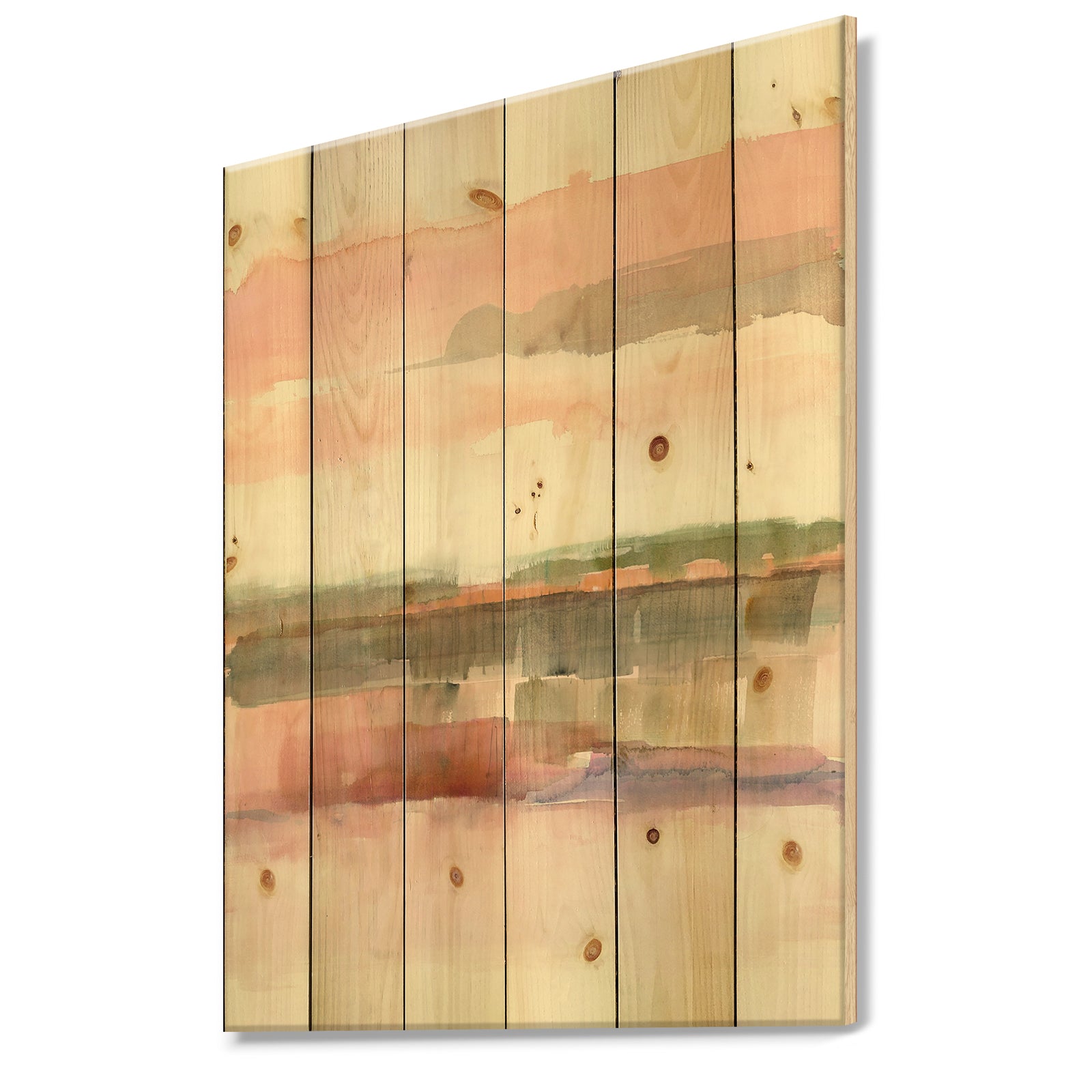 Influence of Line and Color - Traditional Floral Print on Natural Pine Wood