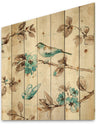 Beige Bird Wings - Cottage Print on Natural Pine Wood