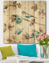 Beige Bird Wings - Cottage Print on Natural Pine Wood