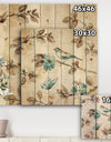 Beige Bird Wings - Cottage Print on Natural Pine Wood