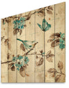 Beige Bird Wings III - Traditional Print on Natural Pine Wood