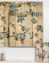 Beige Bird Wings III - Traditional Print on Natural Pine Wood